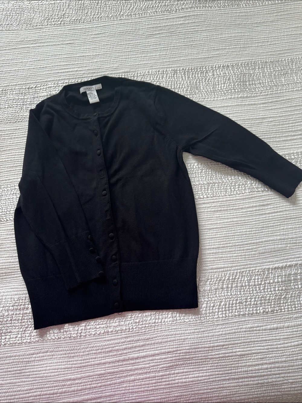 Black Classic Button-Front Knit Cardigan